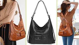 Woman's Convertible PU Leather Handbag - 2 Colours