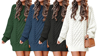 Transitional Cable Knit Sweater Dress - 4 Colours & 3 Sizes