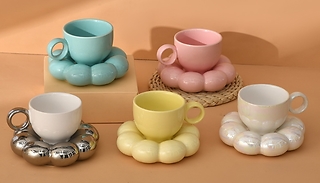 Cloud Coffee Mug Set with Saucer and Spoon - 5 Colours