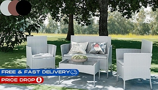 4-Seater Rattan Garden Set with Cushions! - 3 Colours & Optional Cover