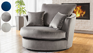 Velvet Swivel Round Plush Love Seat - 3 Colours 