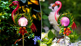 Flamingo Wreath Solar Garden Stake Light