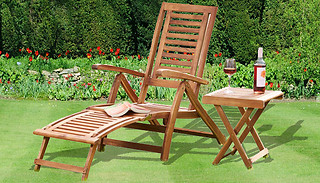 Garden Acacia Folding Steamer Deck Chair or Side Table - 1 or 2