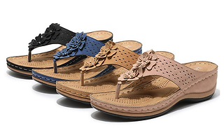 Orthopaedic Floral Design Platform Sandals - 4 Colours & 6 Sizes