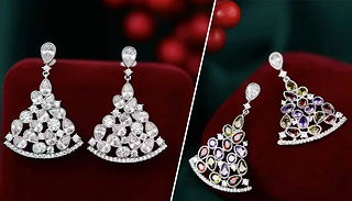 Crystal Christmas Tree Dangle Earrings - 2 Colours