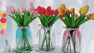 10x Artificial Faux Silk Decorative Tulip Flowers - 6 Colours