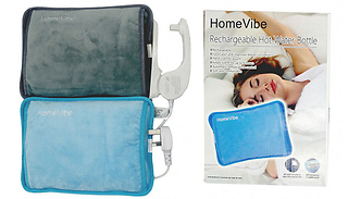 Soft Plush Rechargeable Hot Water Bottle - Grey or Blue