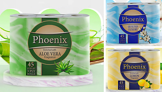 45 Rolls of Phoenix Quilted Toilet Tissue - 3 Scents