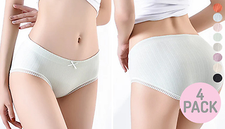 4-Pack of Women's Mid-Waist Stretch Underwear - 2 Styles
