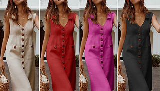 Button Up Dress - 4 Colours & 7 Sizes