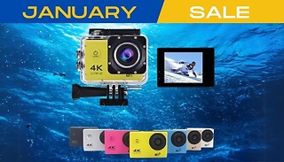 HD or 4K Underwater Sports Camera with Optional 32GB SD Card - 7 Colou ...