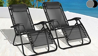 2x Zero Gravity Reclining Sun Loungers - 2 Colours