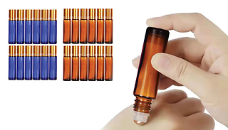 12x 10ml Glass Essential Oil Roll-On Bottles - 2 Colours