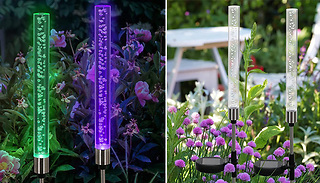 2 Solar-Powered Bubble Colour Changing Garden Stake Lights