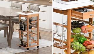 HOMCOM Rolling Kitchen Cart - 7 Compartments!