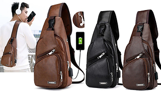 Men's Faux Leather Sling Crossbody Bag - 3 Colours