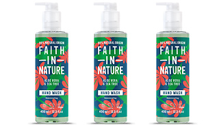 Set of 3 Faith in Nature 400ml Handwash Bottles - 4 Scents
