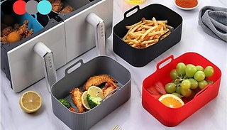 2, 4 or 6-Pack Reusable Silicone Air Fryer Trays - 4 Colours