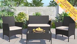 4-Seater Rattan Garden Furniture Set - Black!