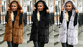 Hooded Fur Coat Vest - 3 Colours & 4 Sizes