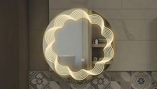 LED Wavy Light Up Bathroom Mirror - 3 Colour Settings!