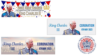1 or 3 King Charles III Coronation Banners - 3 Designs