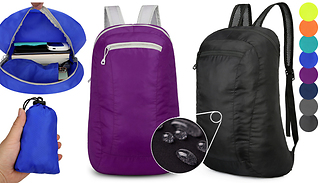 Water-Resistant Foldaway Backpack with Storage Pouch - 8 Colours
