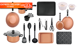21-Piece Copper Cookware Set