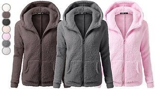 Warm Fleece Hooded Sweatshirt Jacket - 8 Sizes & 7 Colours