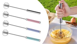Stainless Steel Semi-Automatic Rotary Whisk - 4 Colours, 3 Sizes