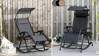 Outsunny Rocking Zero-Gravity Chair With Sun Canopy! - 3 Colours