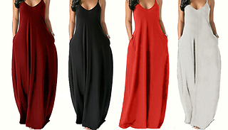 Plus Size Casual Sleeveless A-Line Maxi Dress - 4 Colours & 5 Sizes