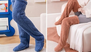 Fluffy Thigh-High Leg Warmer Socks - 5 Colours