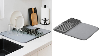 Plastic Dish Drying Rack with Microfibre Mat