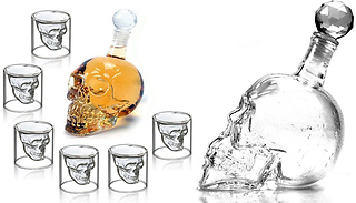 350ml or 700ml Skull Decanter With 6x Skull Shot Glasses