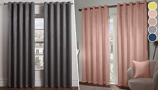 Pair of Eyelet Thermal Blackout-Lined Curtains With Optional Cushion - ...
