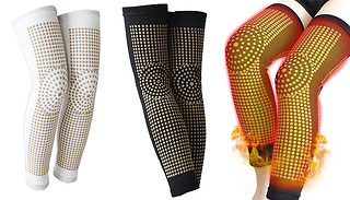 Pair of Self-Heating Leg Warmers with Knee Pads - 2 Colours & 4 Sizes
