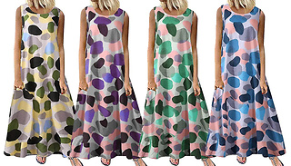 Printed Colourful Dot Maxi Dress - 4 Colours & 6 Sizes