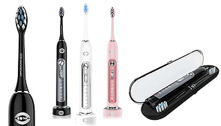 Sonic Toothbrush with Travel Box & Charging Dock + 2 Replacement Heads