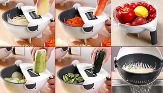 Multi-Functional Vegetable Slicer Tool With Colander