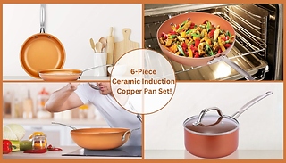 6-Piece Ceramic Induction Copper Pan Set!