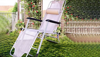 2-in-1 Reclining Gravity Sun Lounger Chair with Head Pillow