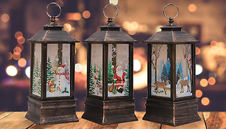 1, 2 or 4 Flickering LED Christmas Lanterns - 6 Designs