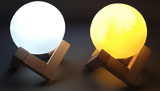 3D Moon Lamp With Wooden Stand
