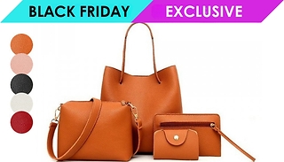 4-Piece Faux Leather Handbag Set - 5 Colours