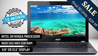 Acer C810 Chromebook Laptop 16GB SSD & 2GB RAM