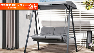 Outsunny 2-Seater Grey Garden Swing Chair with Adjustable Canopy