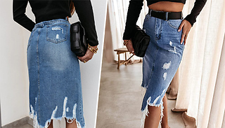 A-Line Casual Ripped Denim Skirt - 4 Sizes