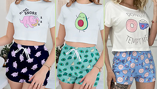 Women's T-shirt & Shorts Pyjama Set - 3 Designs