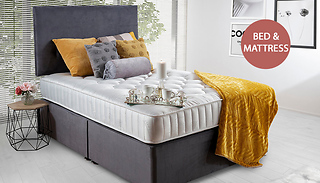 Plush Grey Bed With Deep Memory Foam Mattress & Headboard - 6 Sizes & ...